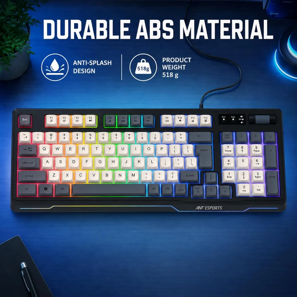 Ant Esports USB Gaming Keyboard Mouse Combo RGB MK740 Rainbow Led view 3